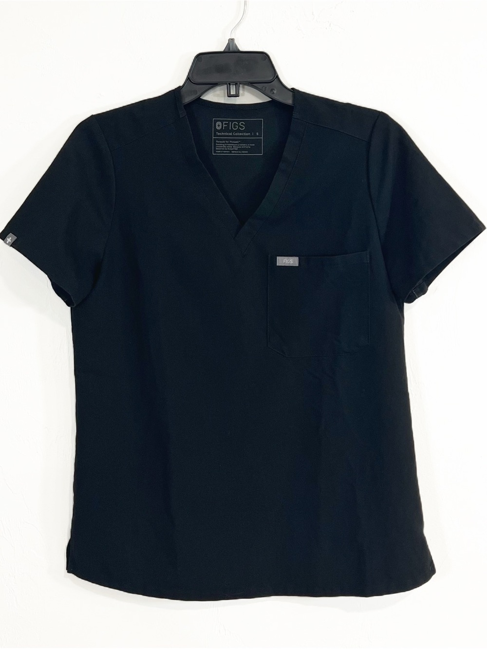 Figs Catarina Scrub Top Black Pockets Technical Womens Size Small